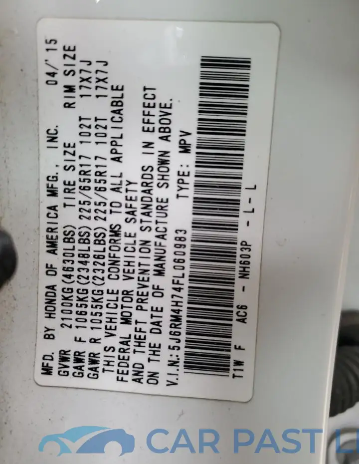 5J6RM4H74FL060983# 12