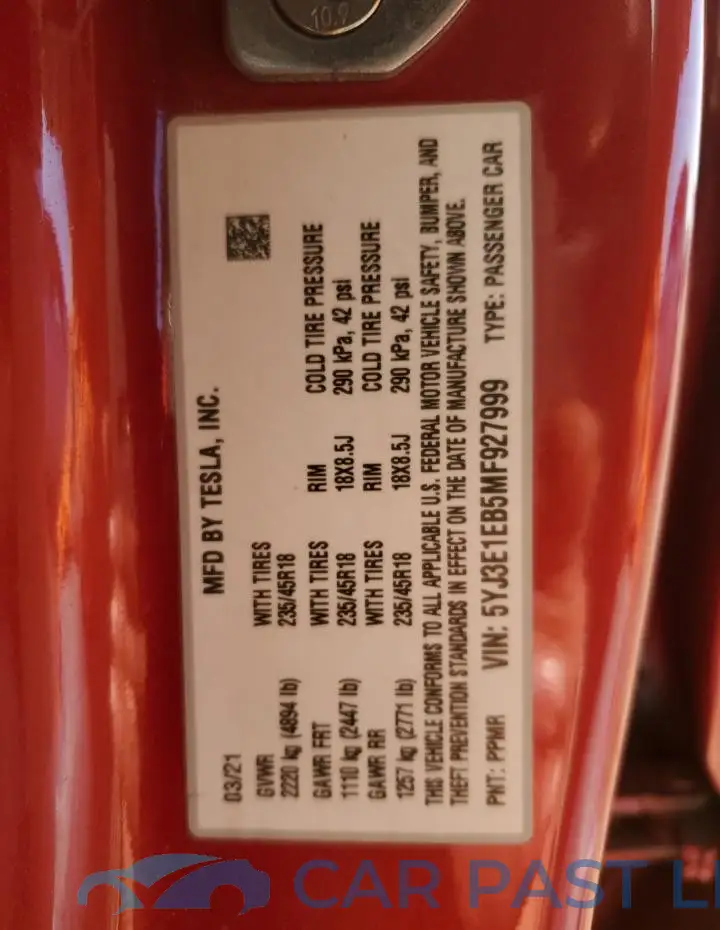5YJ3E1EB5MF927999# 13