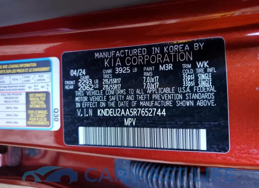 KNDEU2AA5R7652744# 12