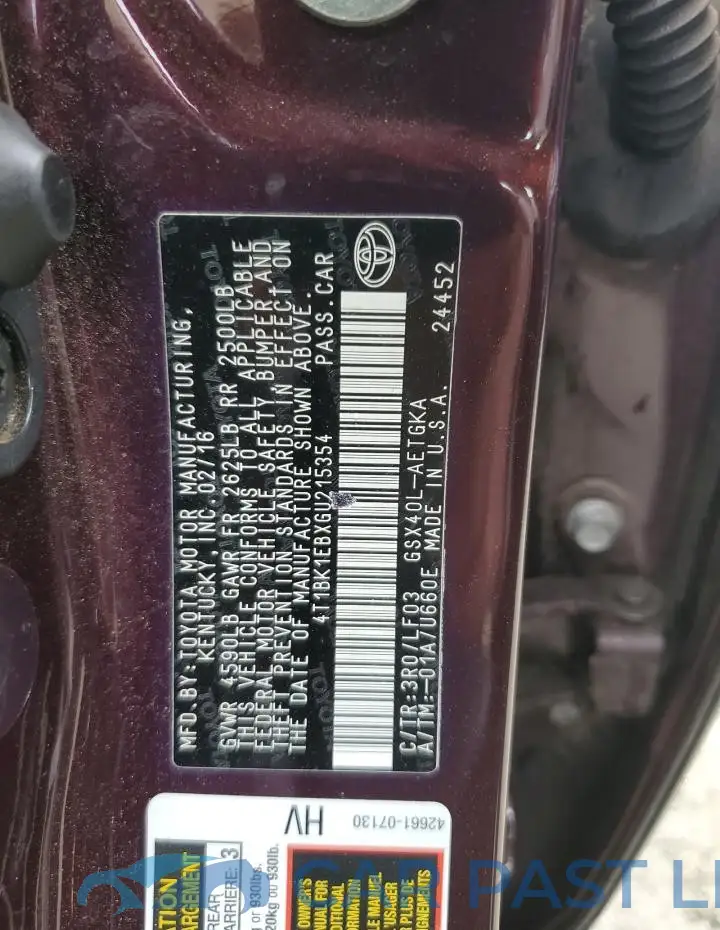 4T1BK1EBXGU215354# 13