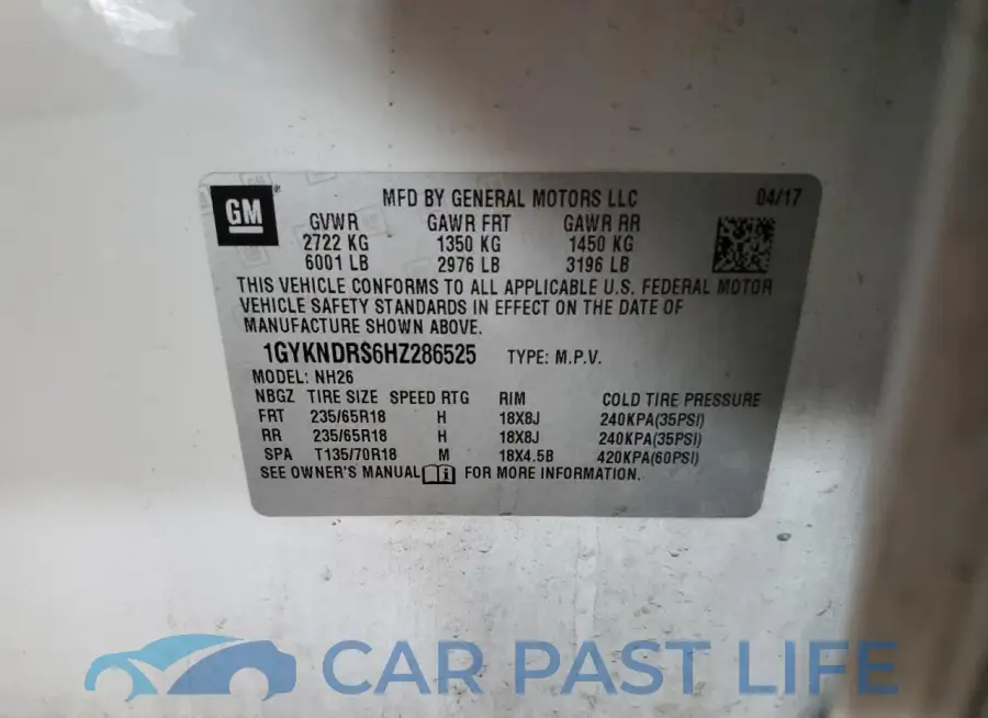 1GYKNDRS6HZ286525# 12