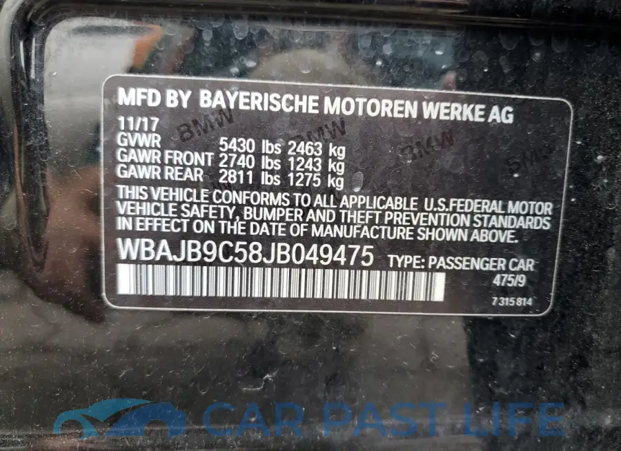 WBAJB9C58JB049475# 13