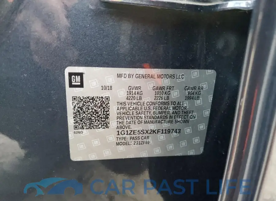 1G1ZE5SX2KF119743# 12
