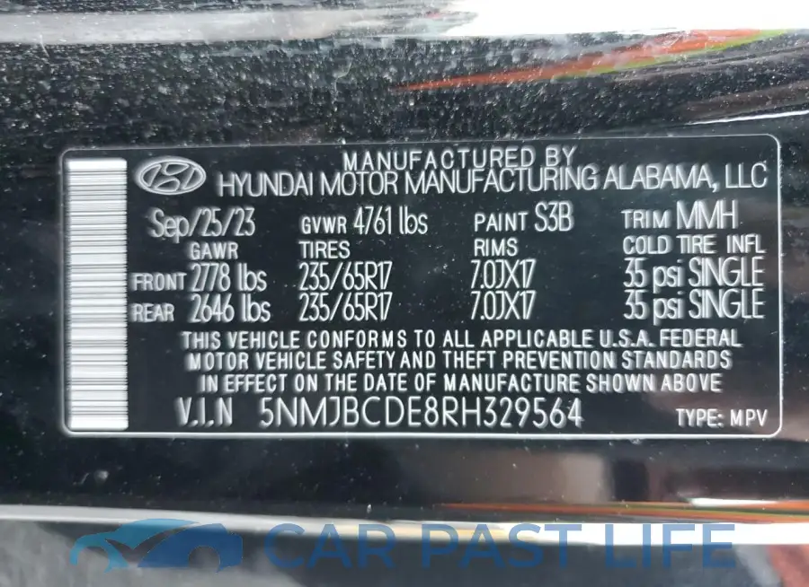 5NMJBCDE8RH329564# 14