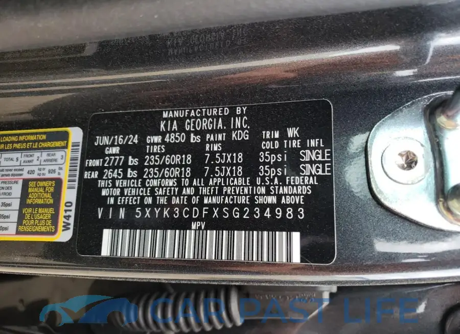 5XYK3CDFXSG234983# 13