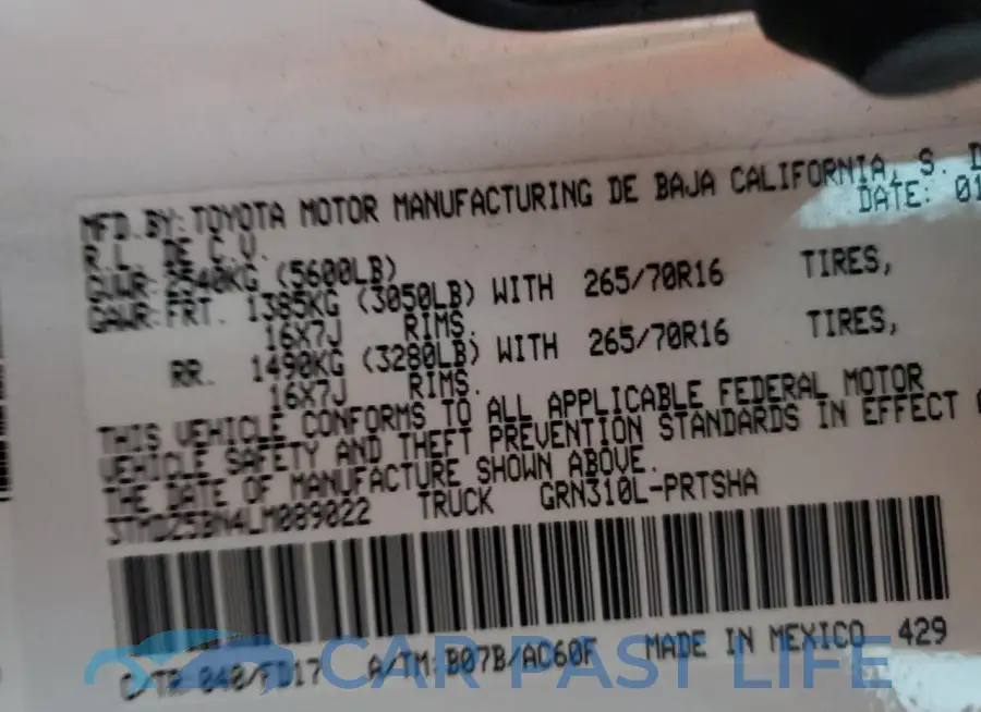 3TMDZ5BN4LM089022# 13