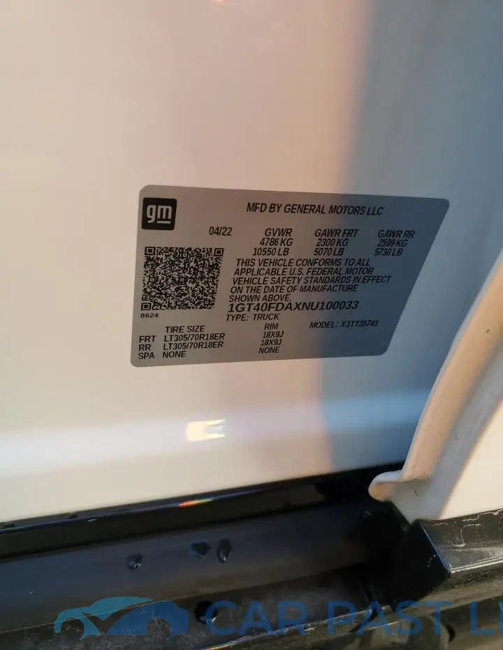 1GT40FDAXNU100033# 12
