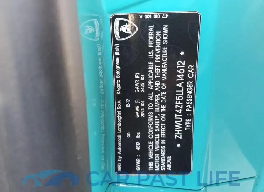 ZHWUT4ZF5LLA14612# 12