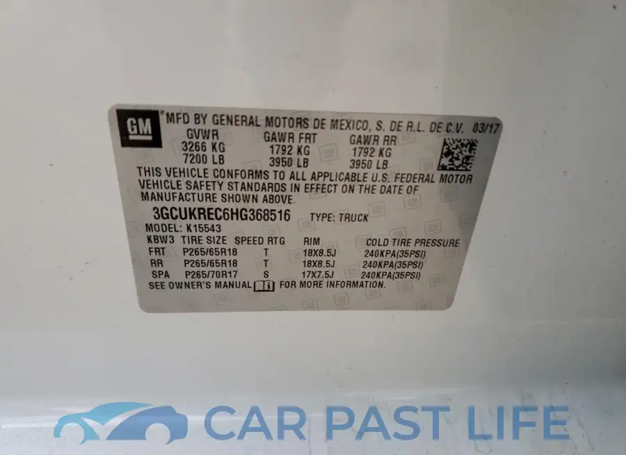 3GCUKREC6HG368516# 12