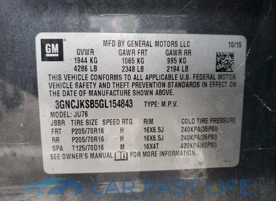 3GNCJKSB5GL154843# 13