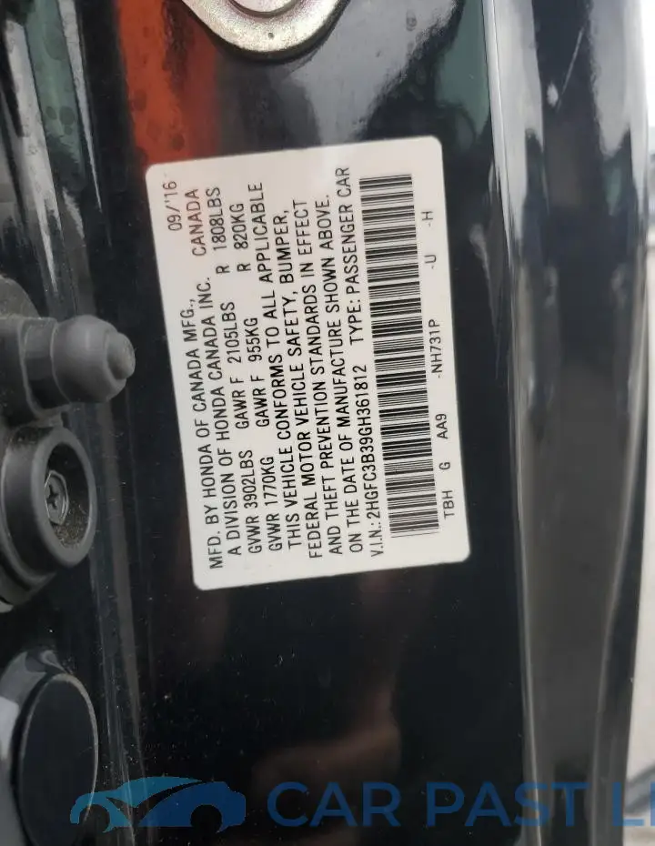 2HGFC3B39GH361812# 13