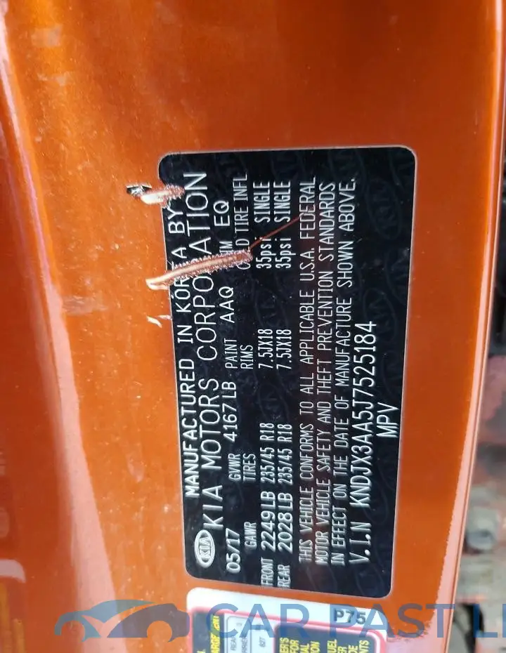KNDJX3AA5J7525184# 12