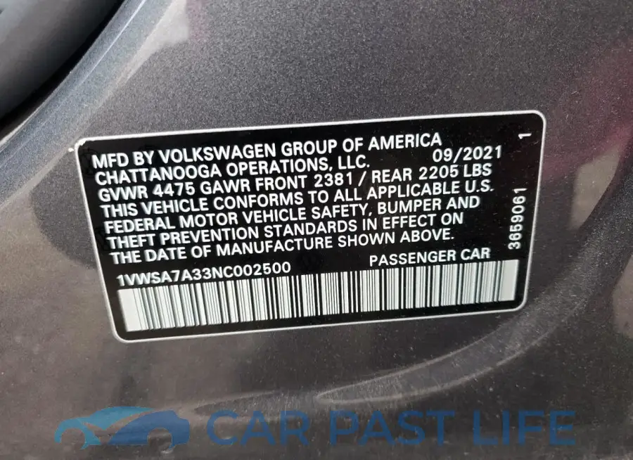1VWSA7A33NC002500# 12