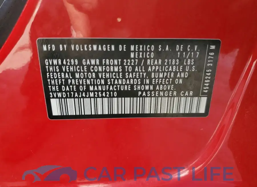 3VWD17AJ4JM254210# 12