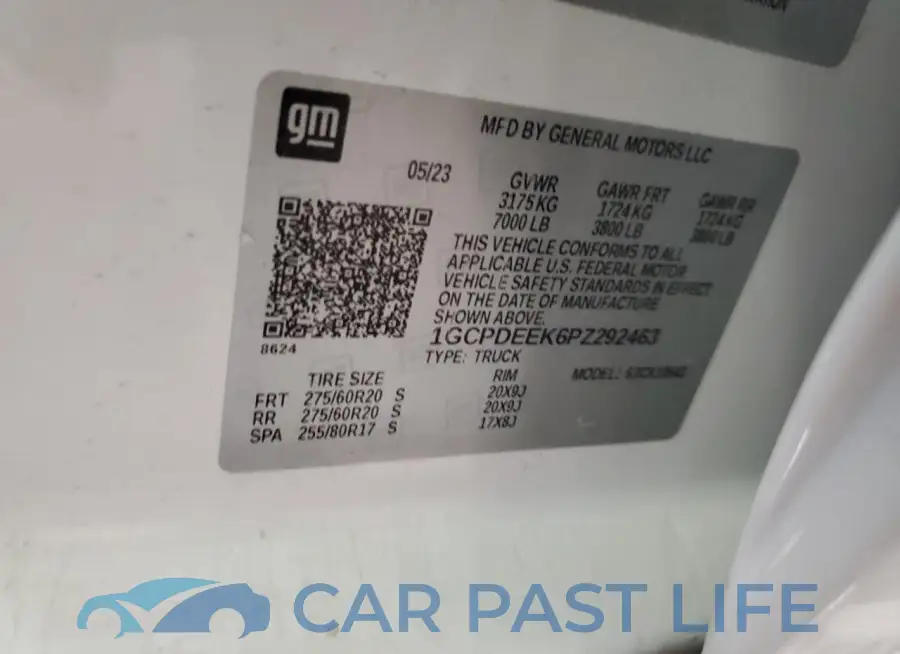 1GCPDEEK6PZ292463# 12