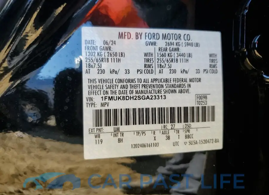 1FMUK8DH2SGA23313# 13