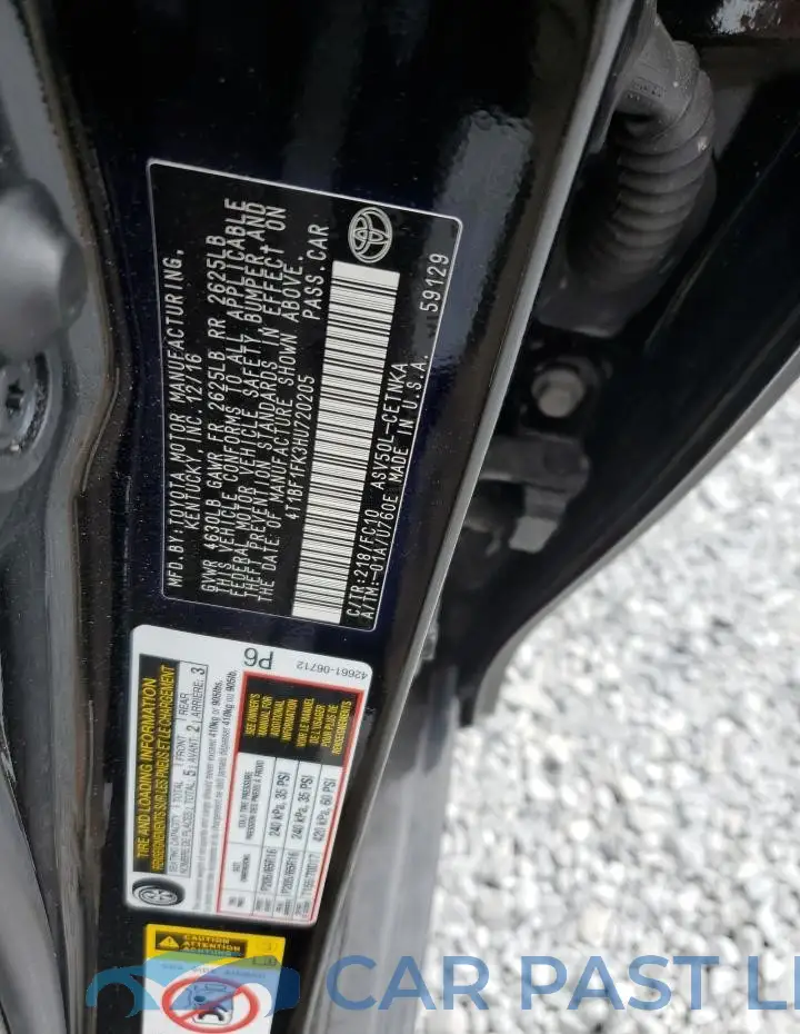 4T1BF1FK3HU720205# 12