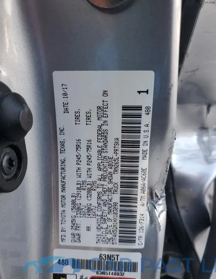5TFAX5GN1HX103090# 12