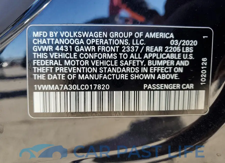 1VWMA7A30LC017820# 13