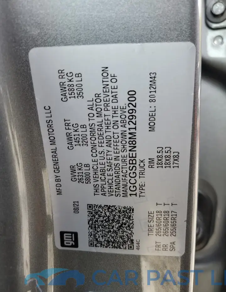 1GCGSBEN8M1299200# 12