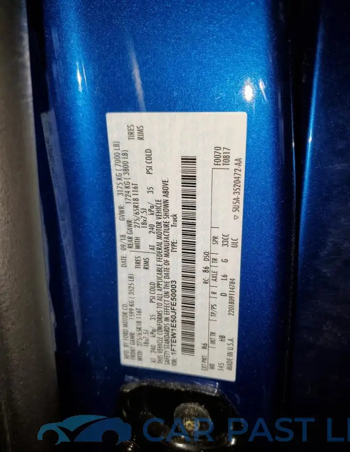 1FTEW1E50JFE50003# 13