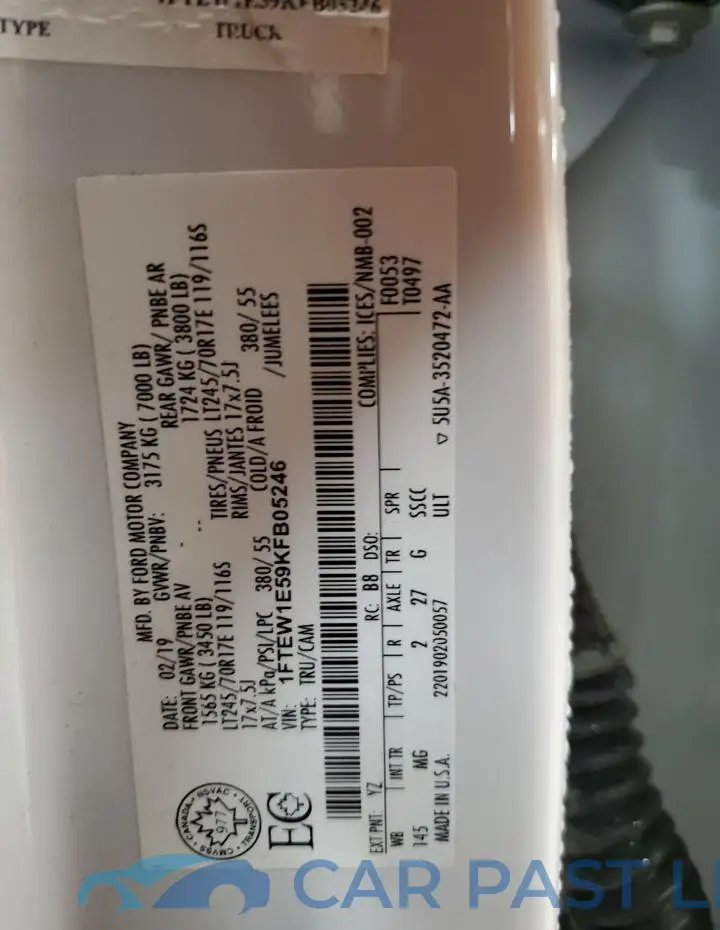 1FTEW1E59KFB05246# 13