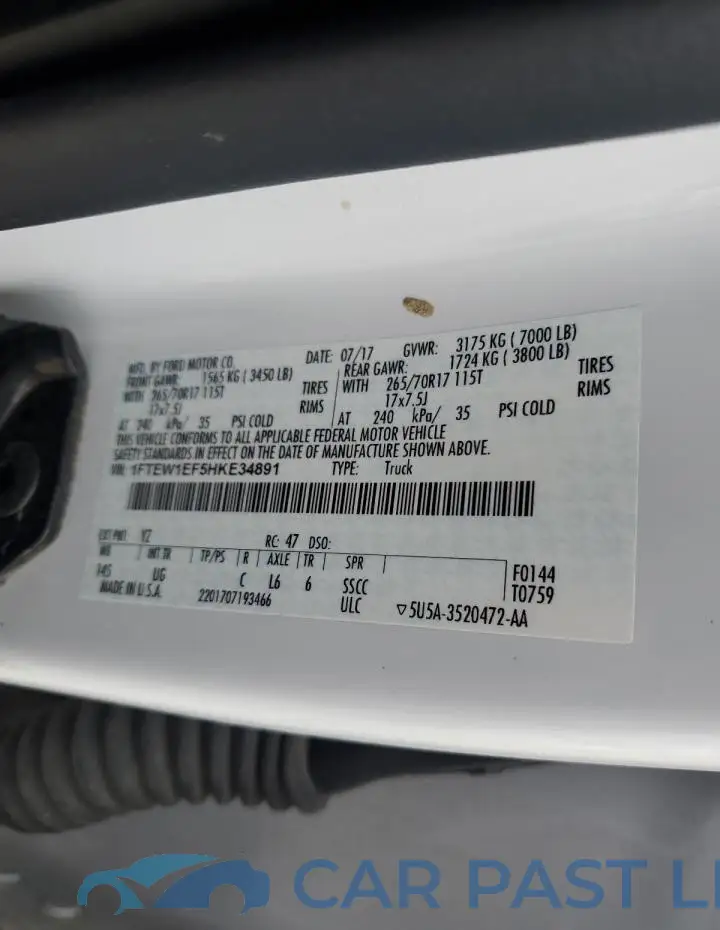 1FTEW1EF5HKE34891# 12