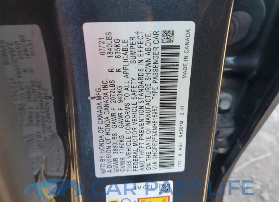 2HGFE2F5XNH515957# 13