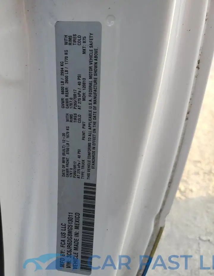 3C6JR6DG8MG513011# 12