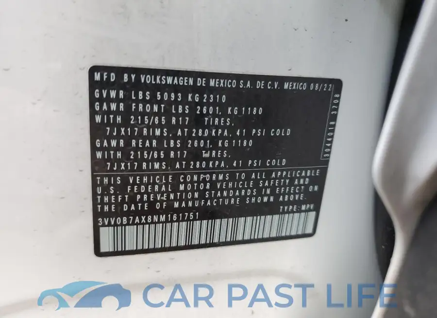 3VV0B7AX8NM161751# 14