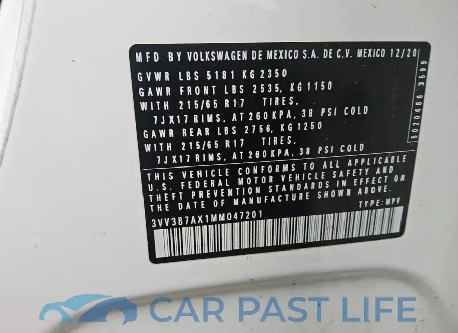 3VV3B7AX1MM047201# 13