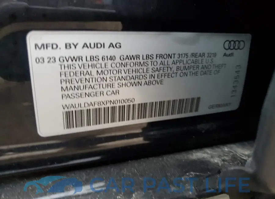 WAULDAF8XPN010050# 12