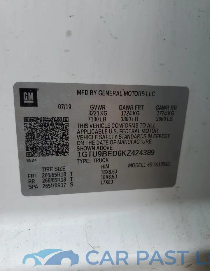 1GTU9BED6KZ424389# 12