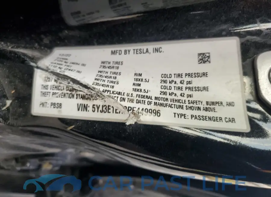 5YJ3E1EA3PF449996# 12