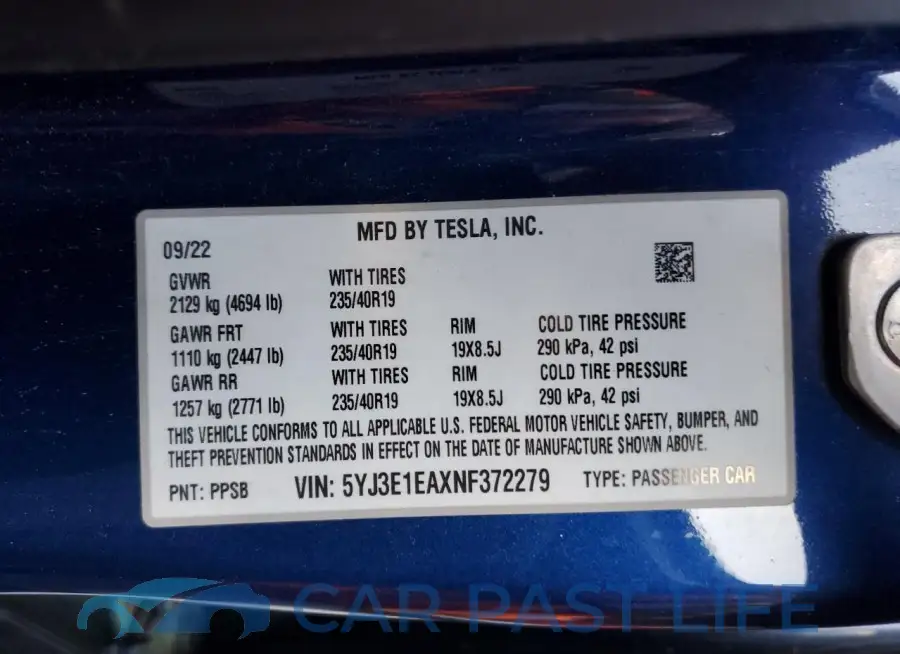 5YJ3E1EAXNF372279# 12