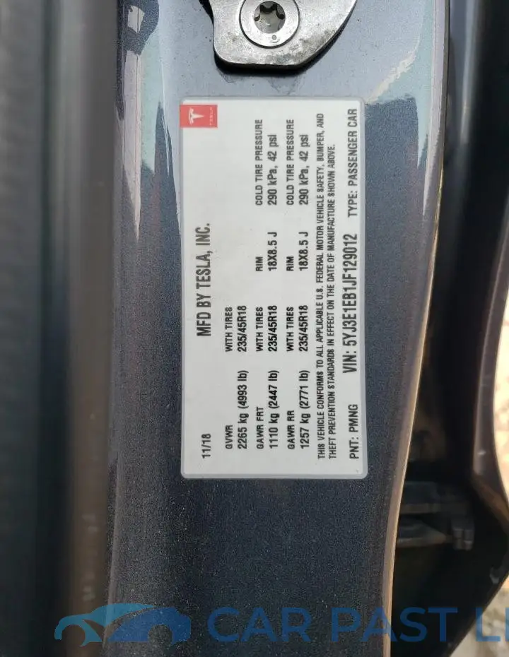 5YJ3E1EB1JF129012# 12
