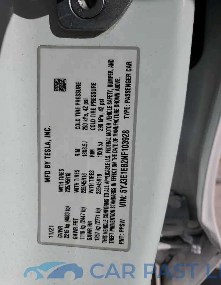 5YJ3E1EB2NF103928# 12