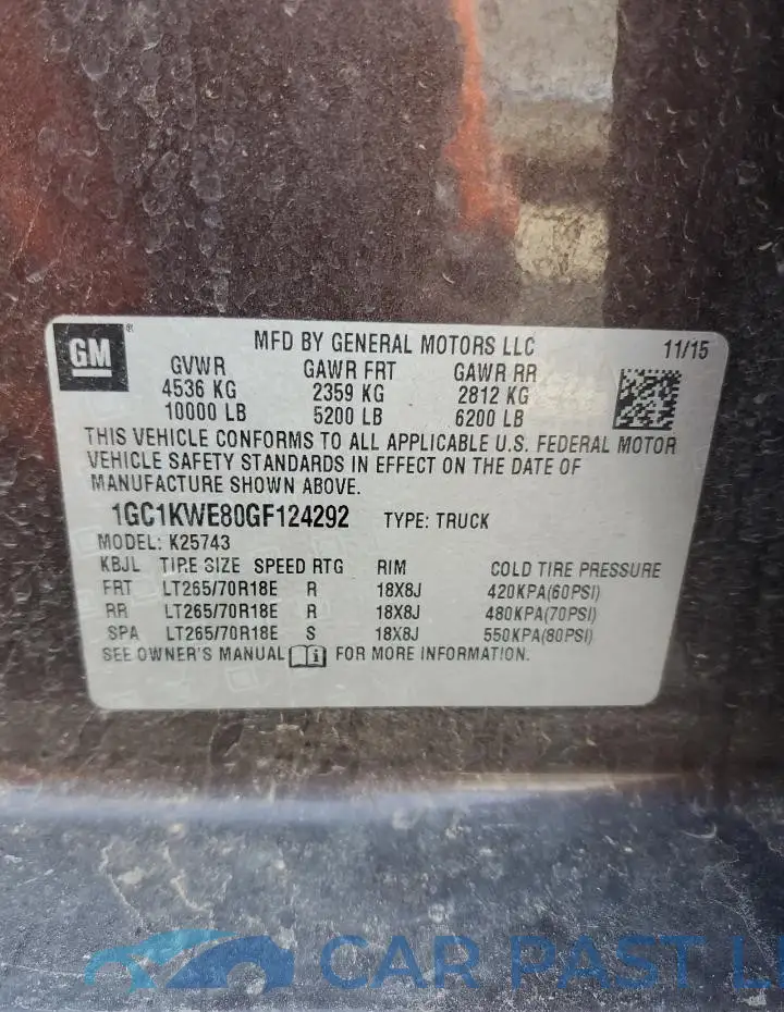 1GC1KWE80GF124292# 12