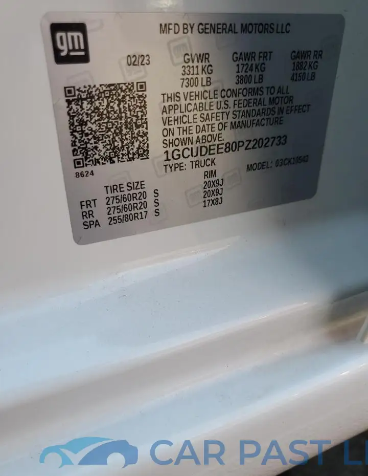 1GCUDEE80PZ202733# 12