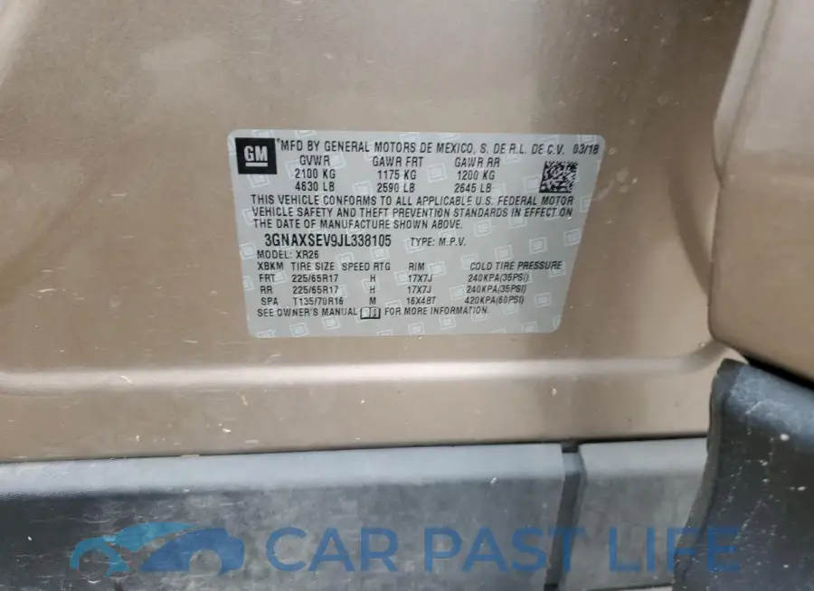 3GNAXSEV9JL338105# 12