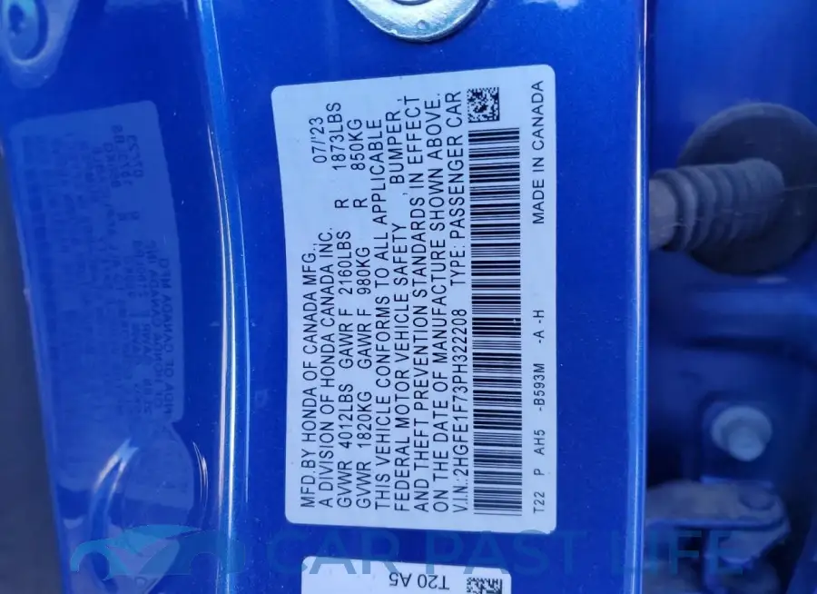 2HGFE1F73PH322208# 12