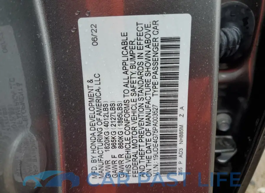 19UDE4G75PA003527# 13