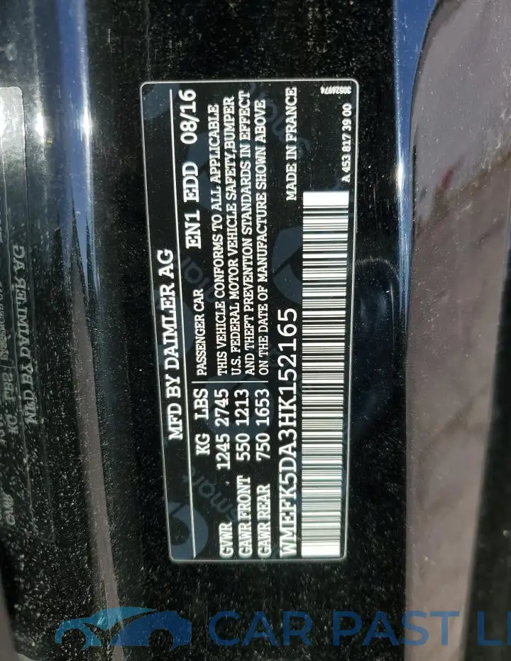 WMEFK5DA3HK152165# 12