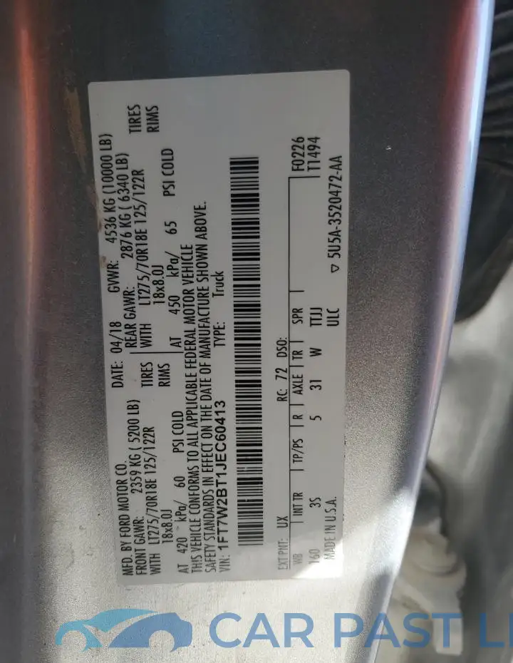 1FT7W2BT1JEC60413# 12