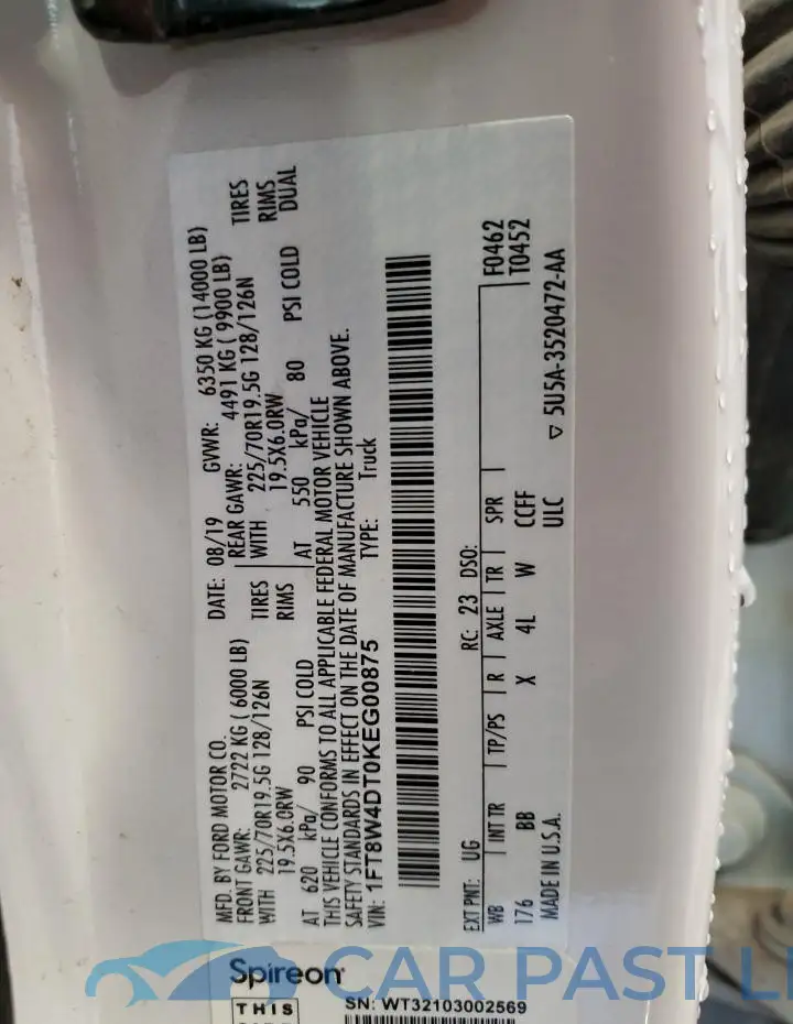 1FT8W4DT0KEG00875# 12