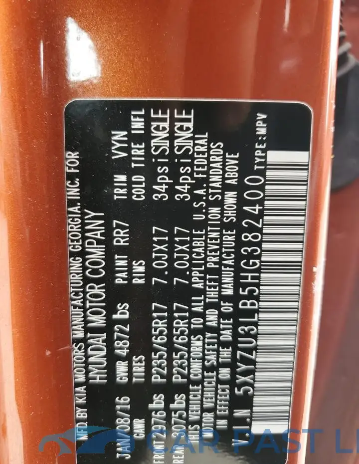 5XYZU3LB5HG382400# 13
