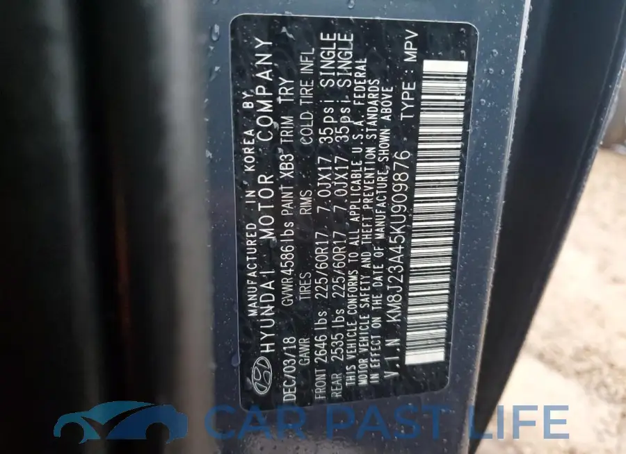 KM8J23A45KU909876# 13