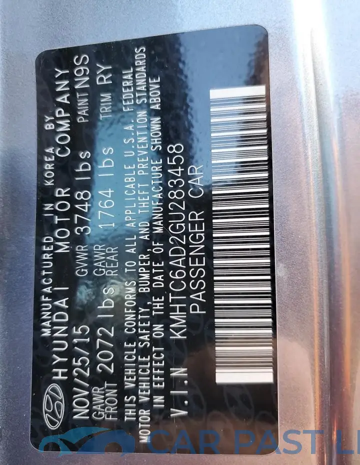 KMHTC6AD2GU283458# 12
