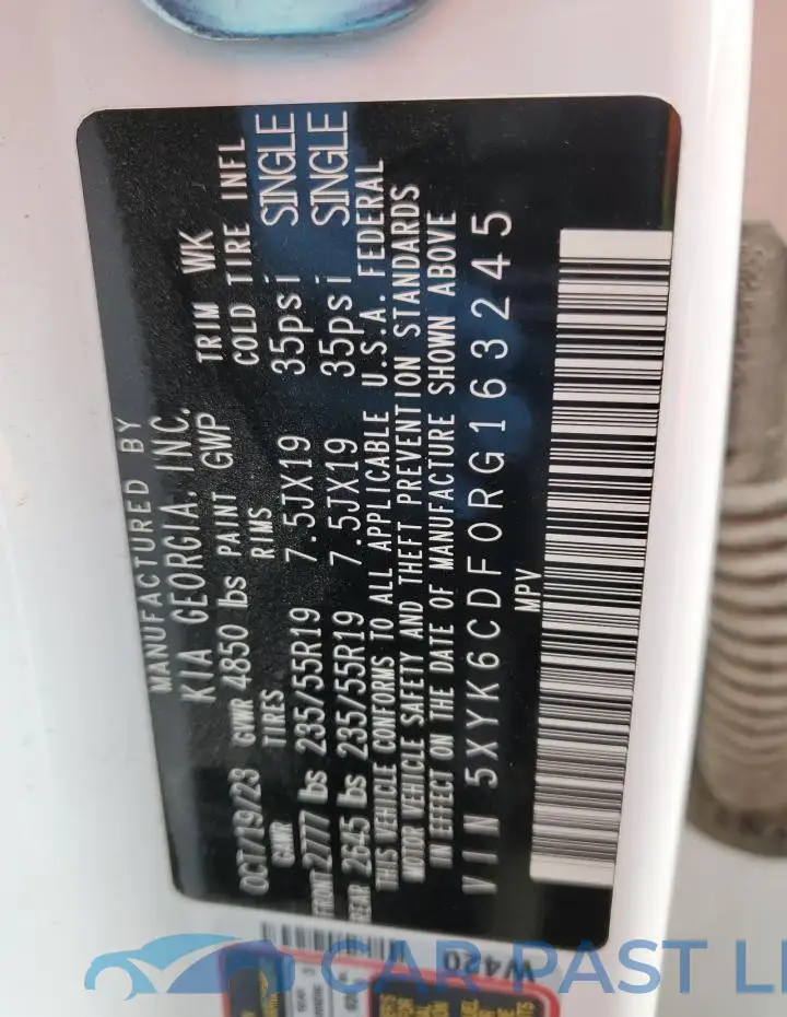 5XYK6CDF0RG163245# 13