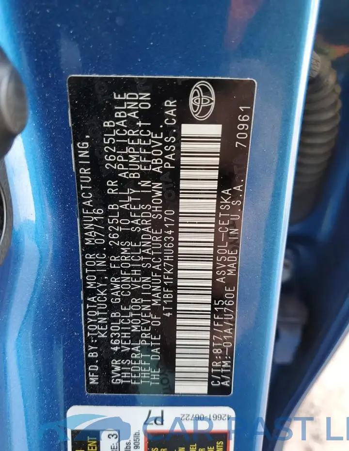 4T1BF1FK7HU634170# 12